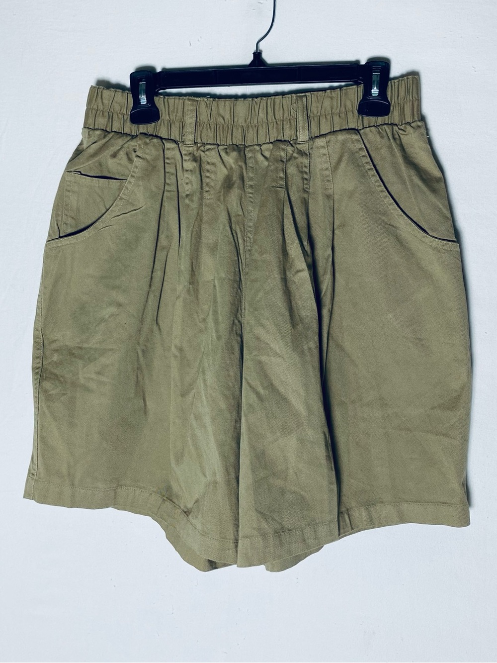 Vintage 90s Functionals Tan Cotton Pleated Culottes Shorts M Preppy Twee Retro